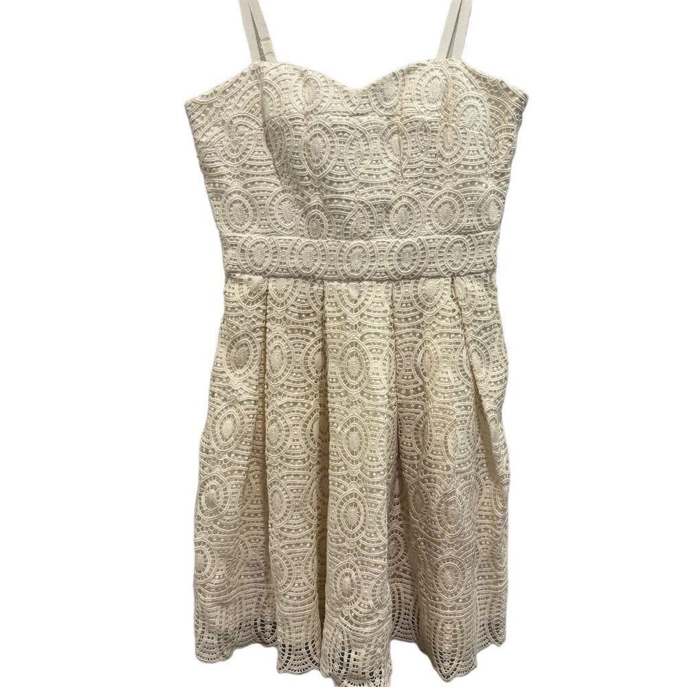 Club Monaco White Eyelet Spaghetti Strap Knee Length Dress Size 0 Summer Casual